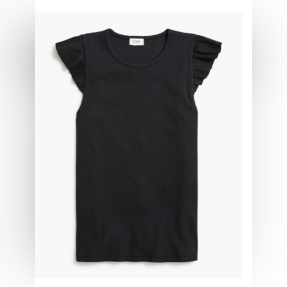 Women’s Black Ribbed Ruffle Sleeve Top